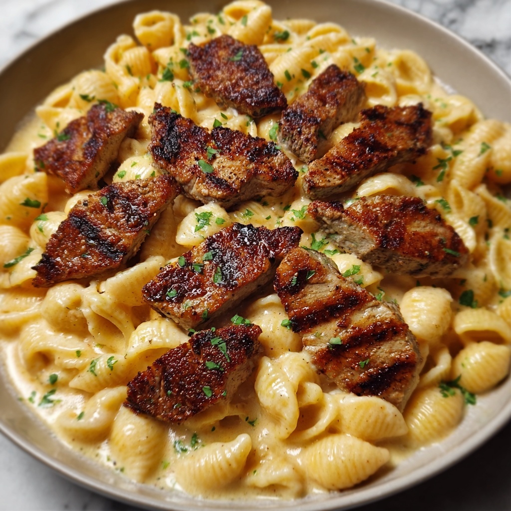 Creamy Cajun Butter Steak Pasta Skillet Recipe - Recipe Image