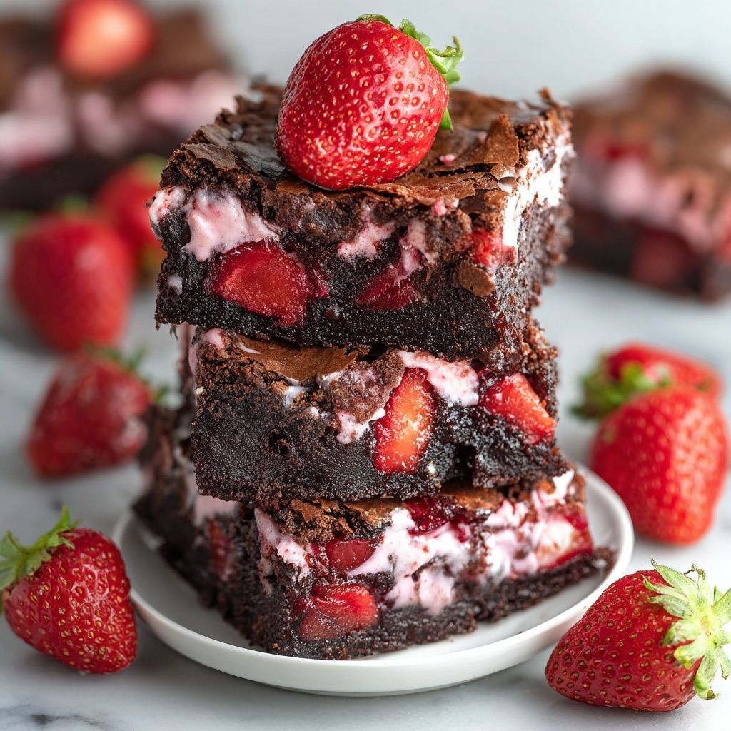 Strawberry Brownies with Creamy Glaze Recipe - Recipe Image
