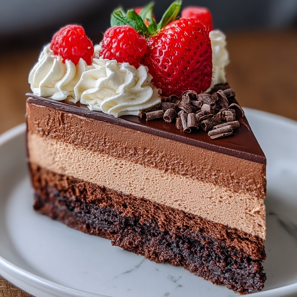 Triple Chocolate Mousse Cake Recipe - Recipe Image