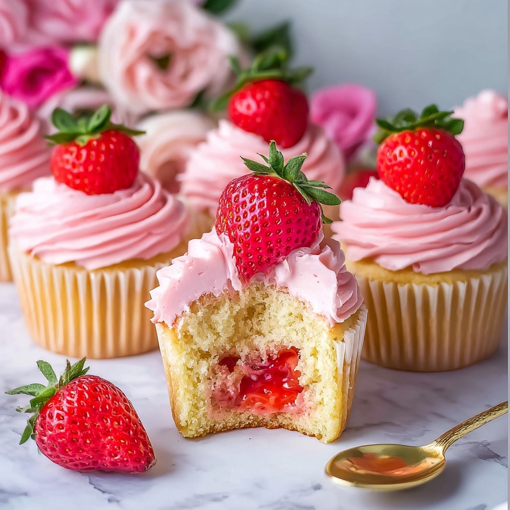 Strawberry Cupcakes with Strawberry Buttercream Recipe - Recipe Image
