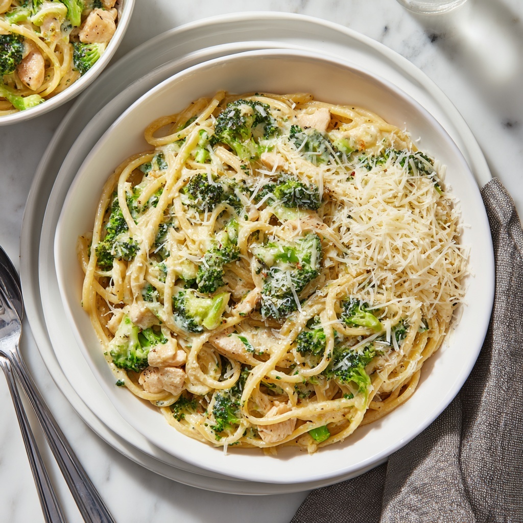 Creamy Chicken and Spinach Pasta with Broccoli Recipe - Recipe Image