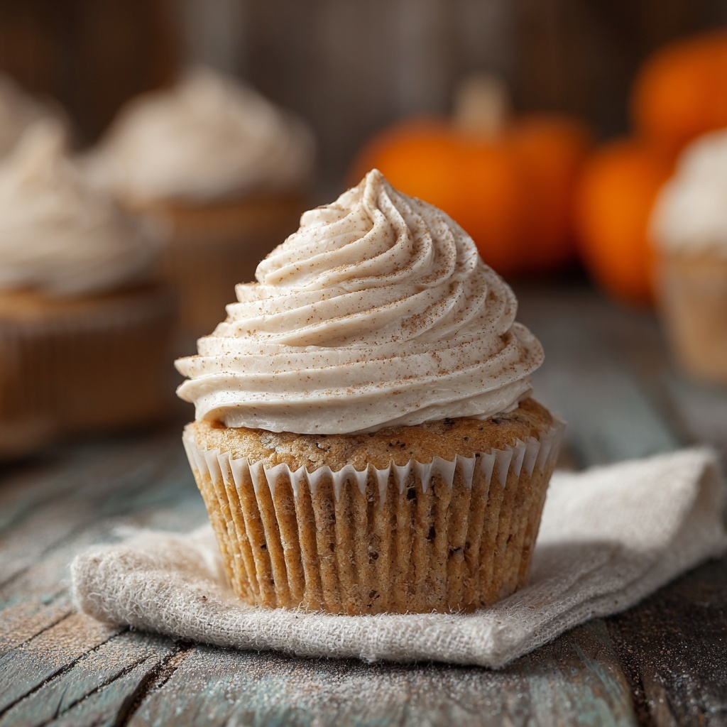 Pumpkin Cupcakes with Cinnamon Cream Cheese Frosting Recipe - Recipe Image