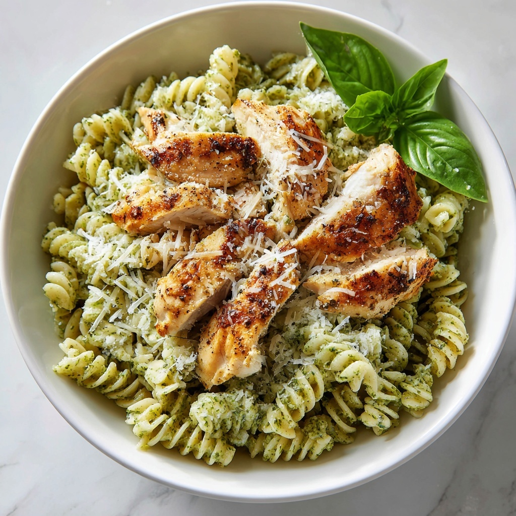 Pasta with Spinach Pesto and Grilled Chicken Recipe - Recipe Image