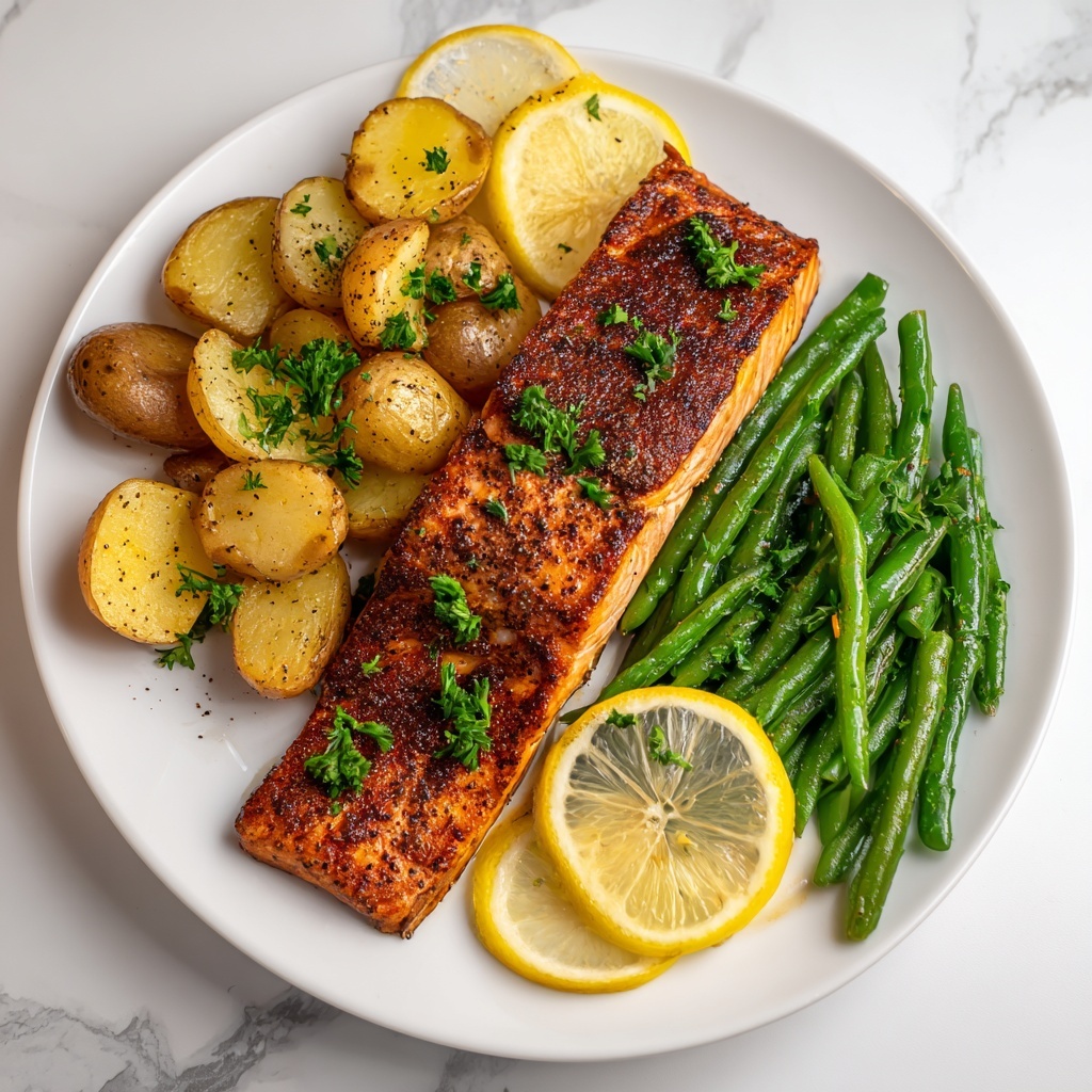 Easy Lemon Salmon with Roasted Potatoes and Green Beans Recipe - Recipe Image