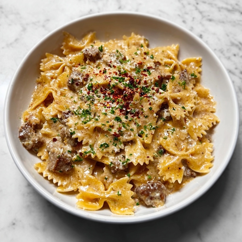 Creamy Beef and Bowtie Pasta Recipe - Recipe Image