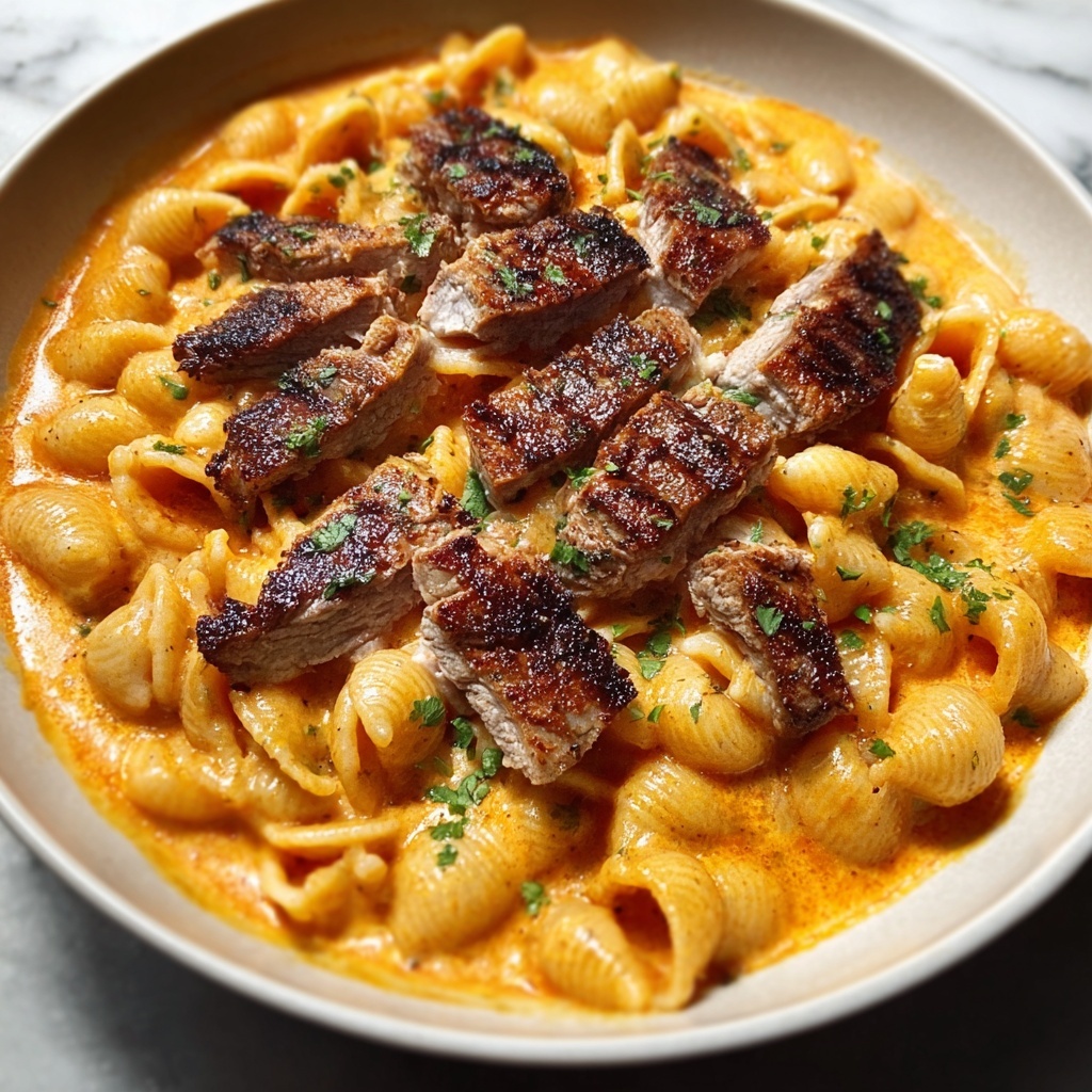 Creamy Cajun Butter Steak Pasta Skillet Recipe - Recipe Image