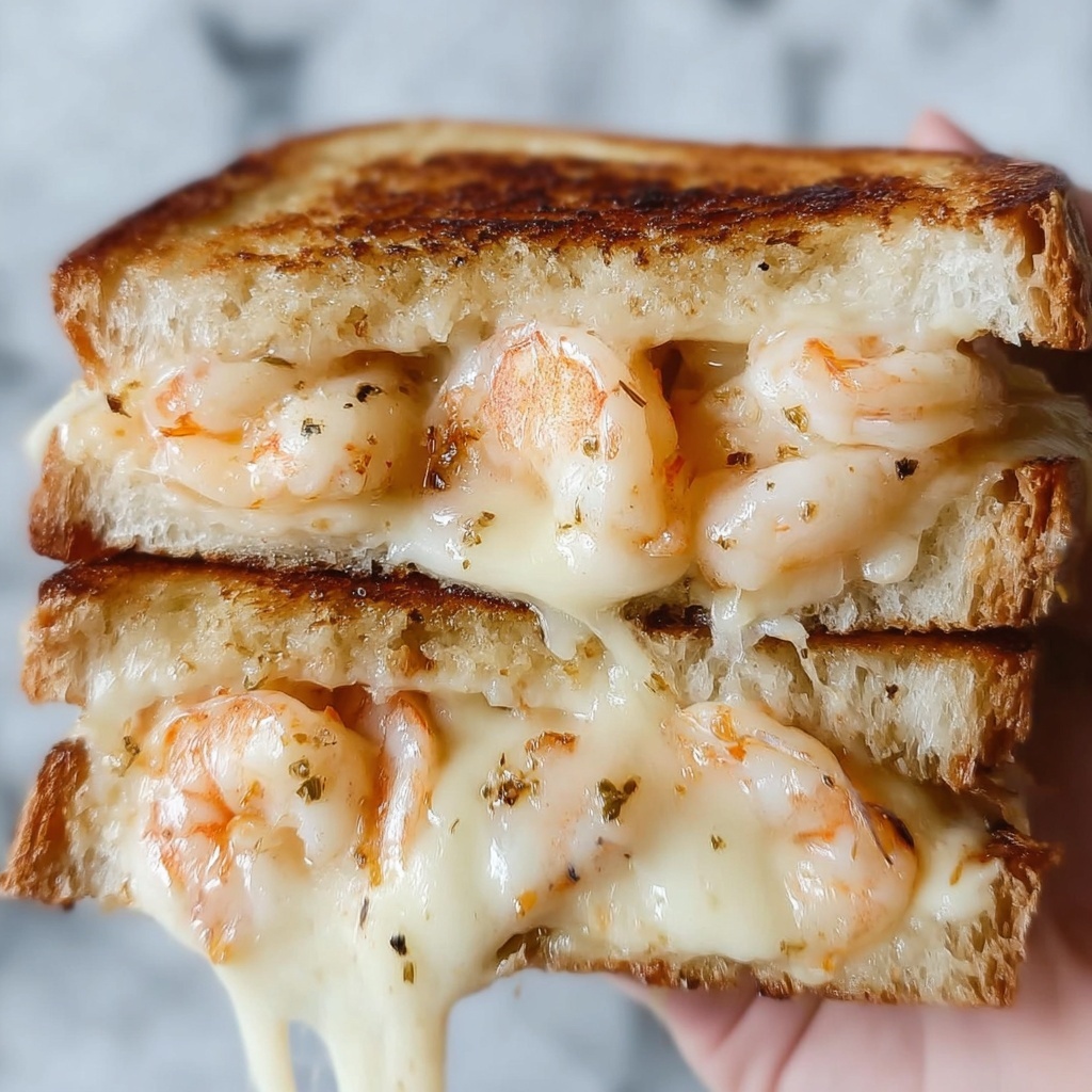 Cheesy Garlic Shrimp Grilled Cheese Recipe - Recipe Image