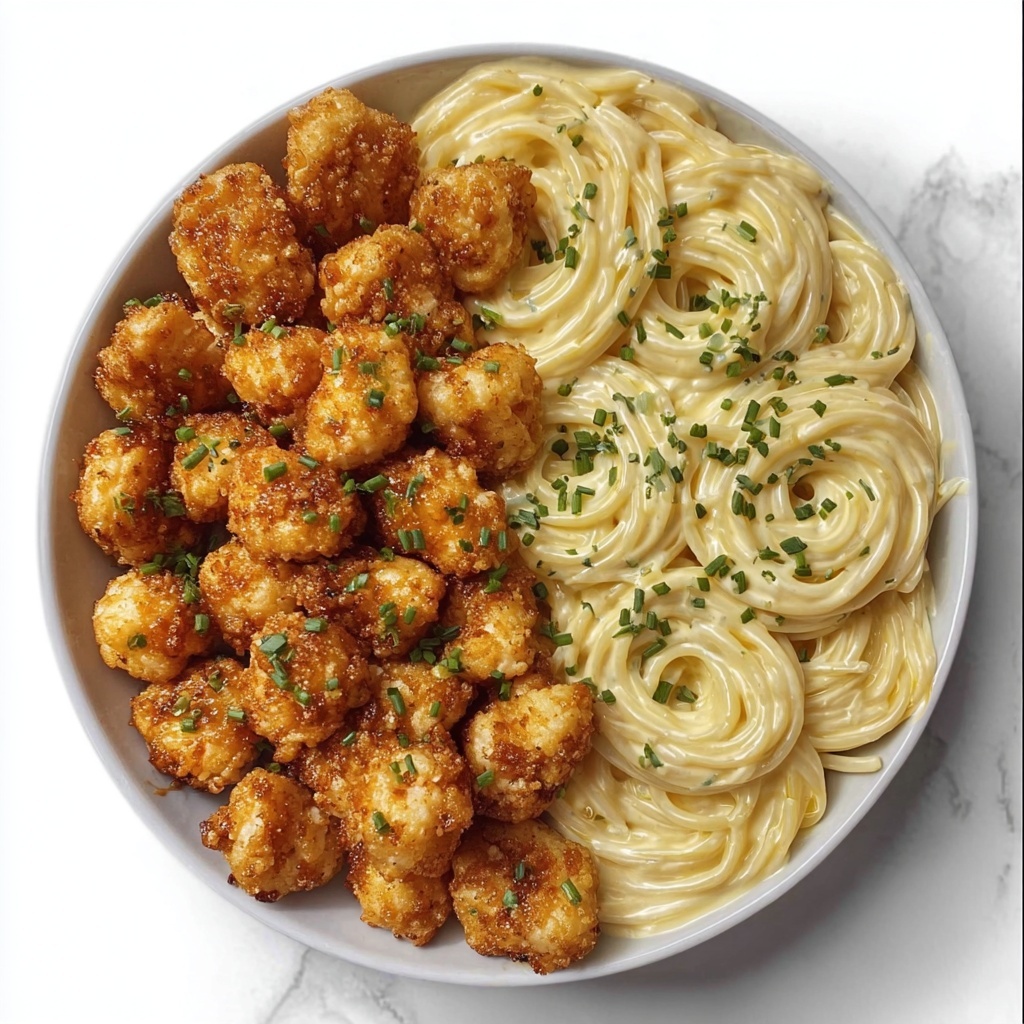 Lemon Garlic Butter Chicken Bites with Savory Parmesan Linguine Recipe - Recipe Image