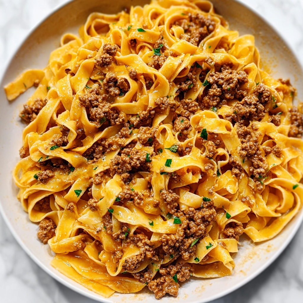 One-Pot Creamy Beef and Garlic Butter Pasta Recipe - Recipe Image