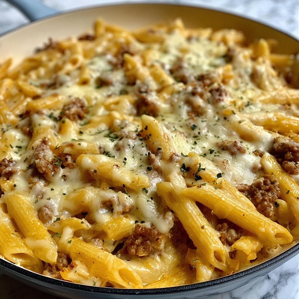 Loaded Cheeseburger Alfredo Pasta Recipe - Recipe Image