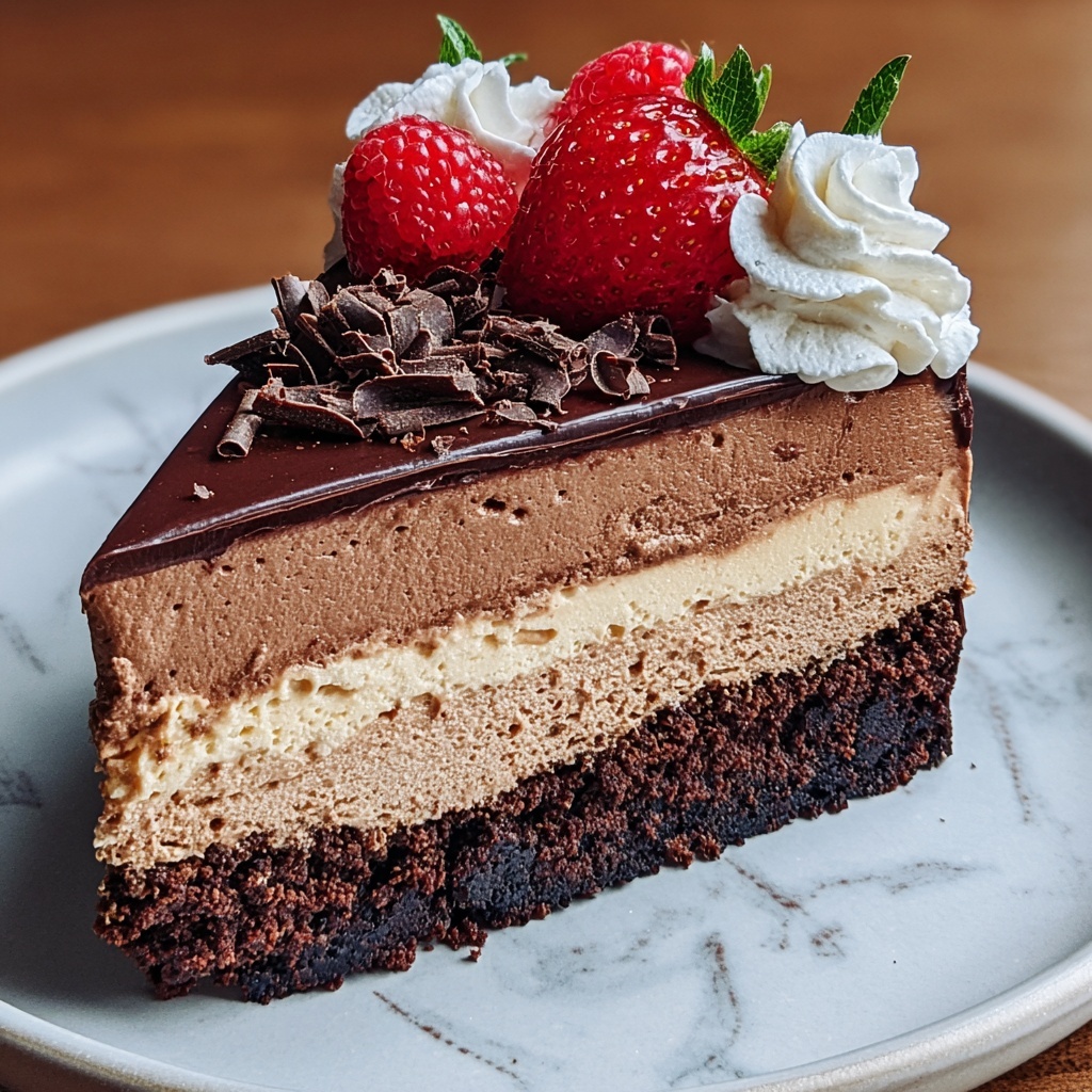 Triple Chocolate Mousse Cake Recipe - Recipe Image