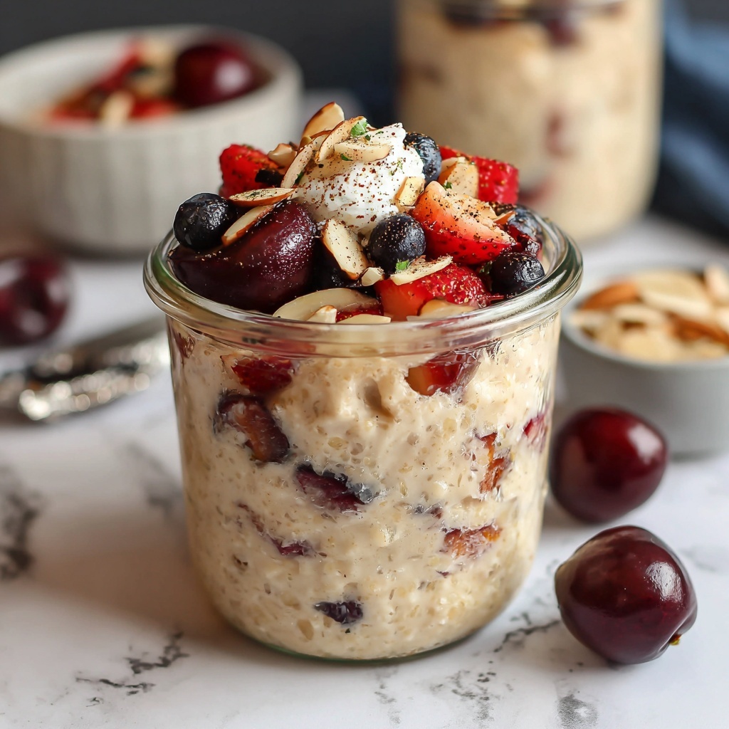 Berry Cherry Almond Overnight Oats Recipe - Recipe Image
