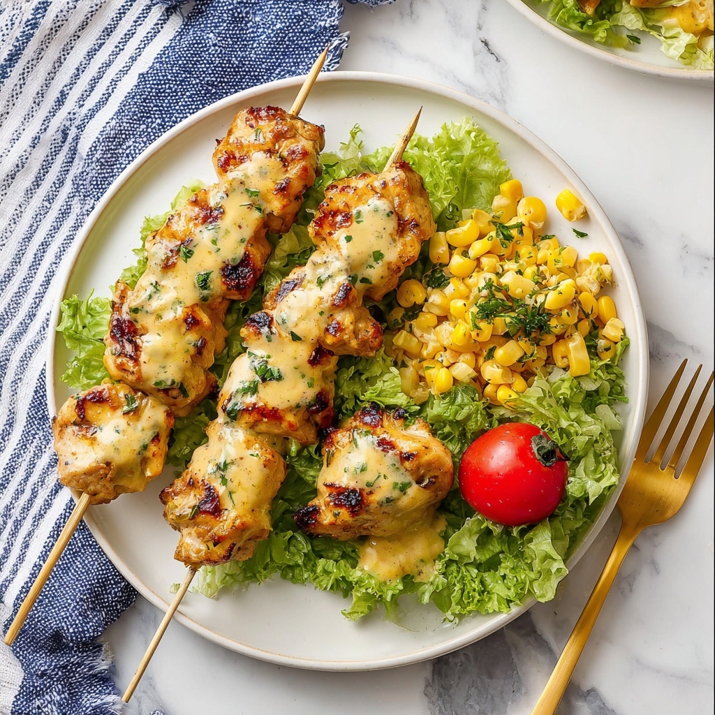 Air Fryer Old Bay Chicken Skewers with Lemon Garlic Sauce Recipe - Recipe Image