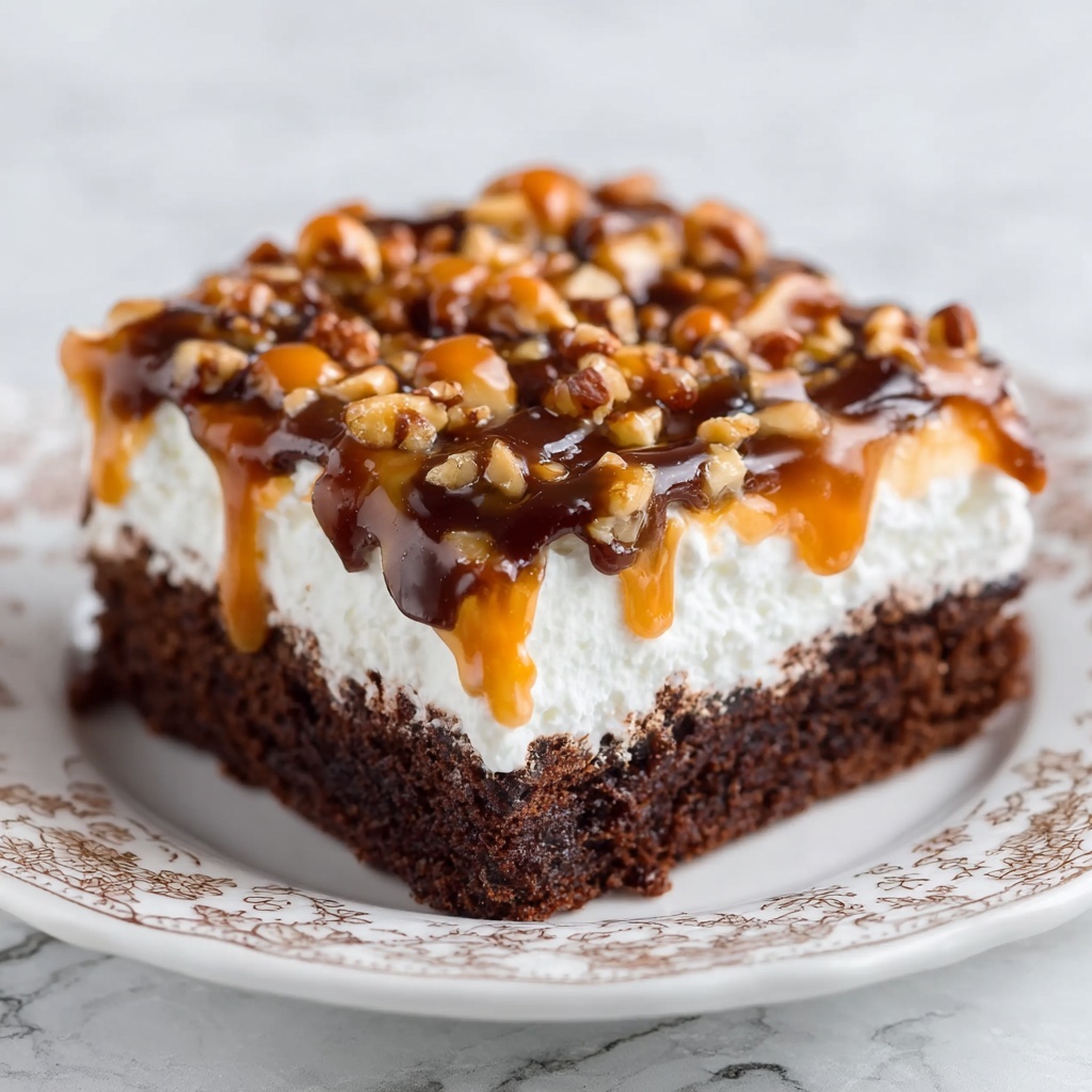 Caramel Turtle Poke Cake Recipe - Recipe Image