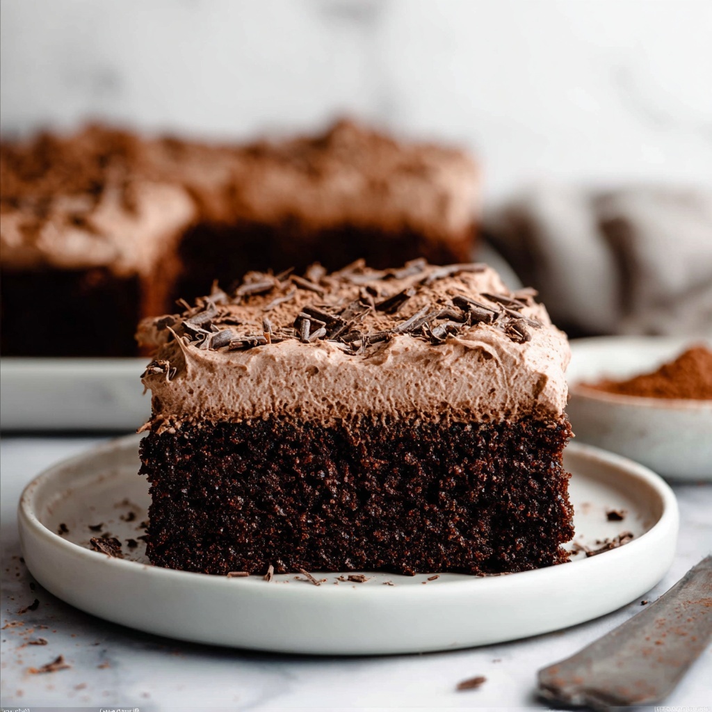 Chocolate Poke Cake with Fudge Sauce Recipe - Recipe Image