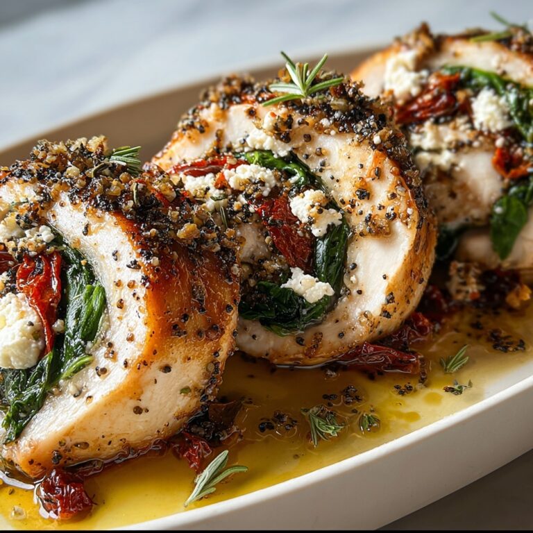 Rolled Chicken with Feta, Spinach, and Sun-Dried Tomatoes Recipe
