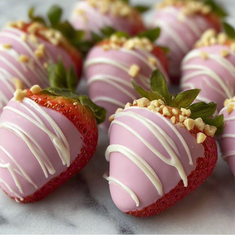 Pink Chocolate Strawberries with White Chocolate Drizzle Recipe