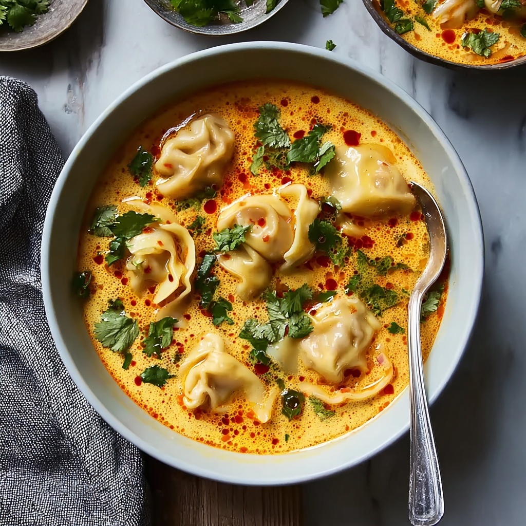 Easy Thai Coconut Curry Dumpling Soup Recipe - Recipe Image