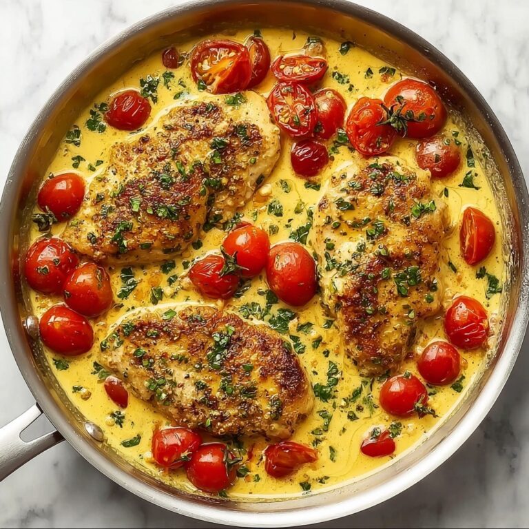 Creamy Pesto Chicken with Roasted Tomatoes Recipe