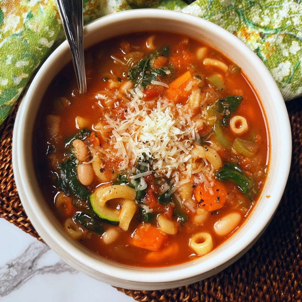 Hearty Vegetable Minestrone Soup Recipe - Recipe Image