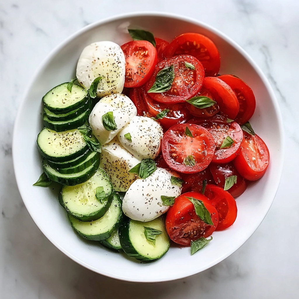 Crisp Cucumber Caprese Salad for Refreshing Summer Bliss Recipe - Recipe Image