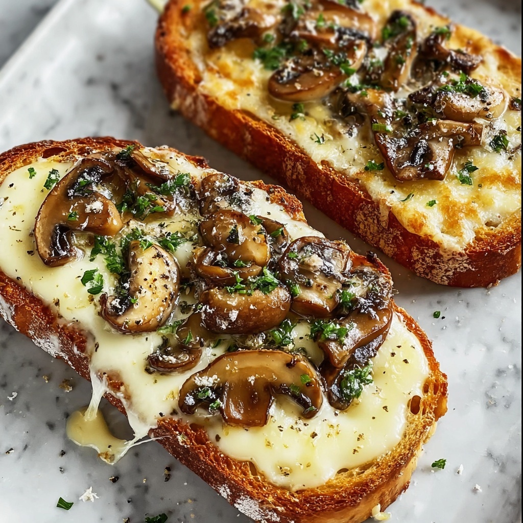 Gourmet Cheesy Mushroom and Garlic Toasts Recipe - Recipe Image