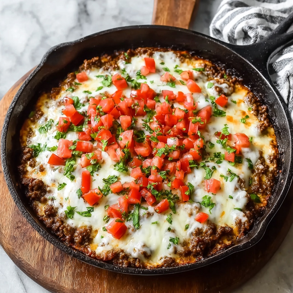 Cheesy Provolone Beef Skillet Recipe - Recipe Image