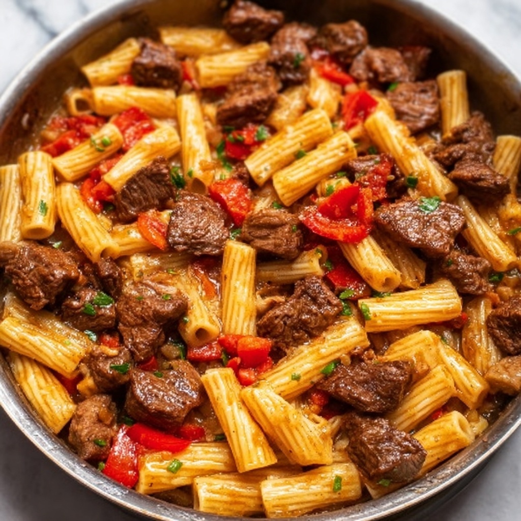 Creamy Zesty Garlic Steak Pasta in One Pot Recipe - Recipe Image