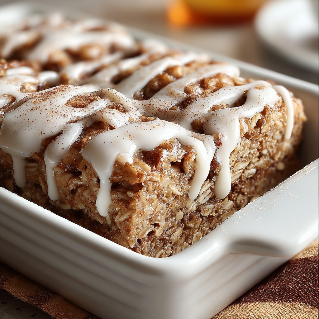 High-Protein Cinnamon Roll Baked Oatmeal Recipe - Recipe Image