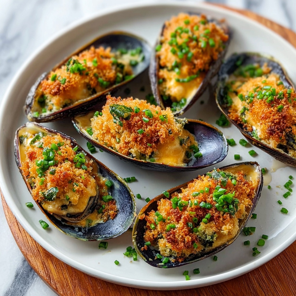 Stuffed Baked Mussels: A Savory Breadcrumb and Pecorino Romano Delight Recipe - Recipe Image
