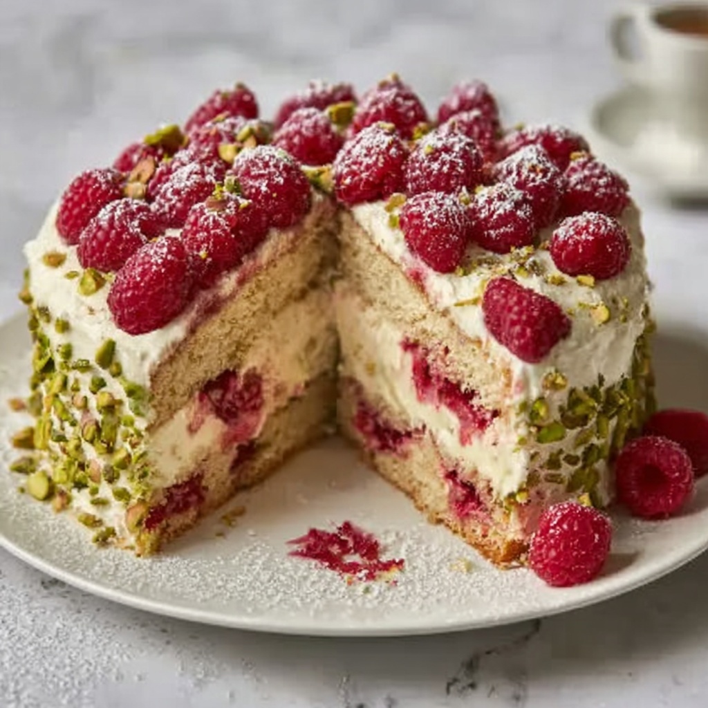 Heavenly Pistachio Raspberry Dream Cake Recipe - Recipe Image
