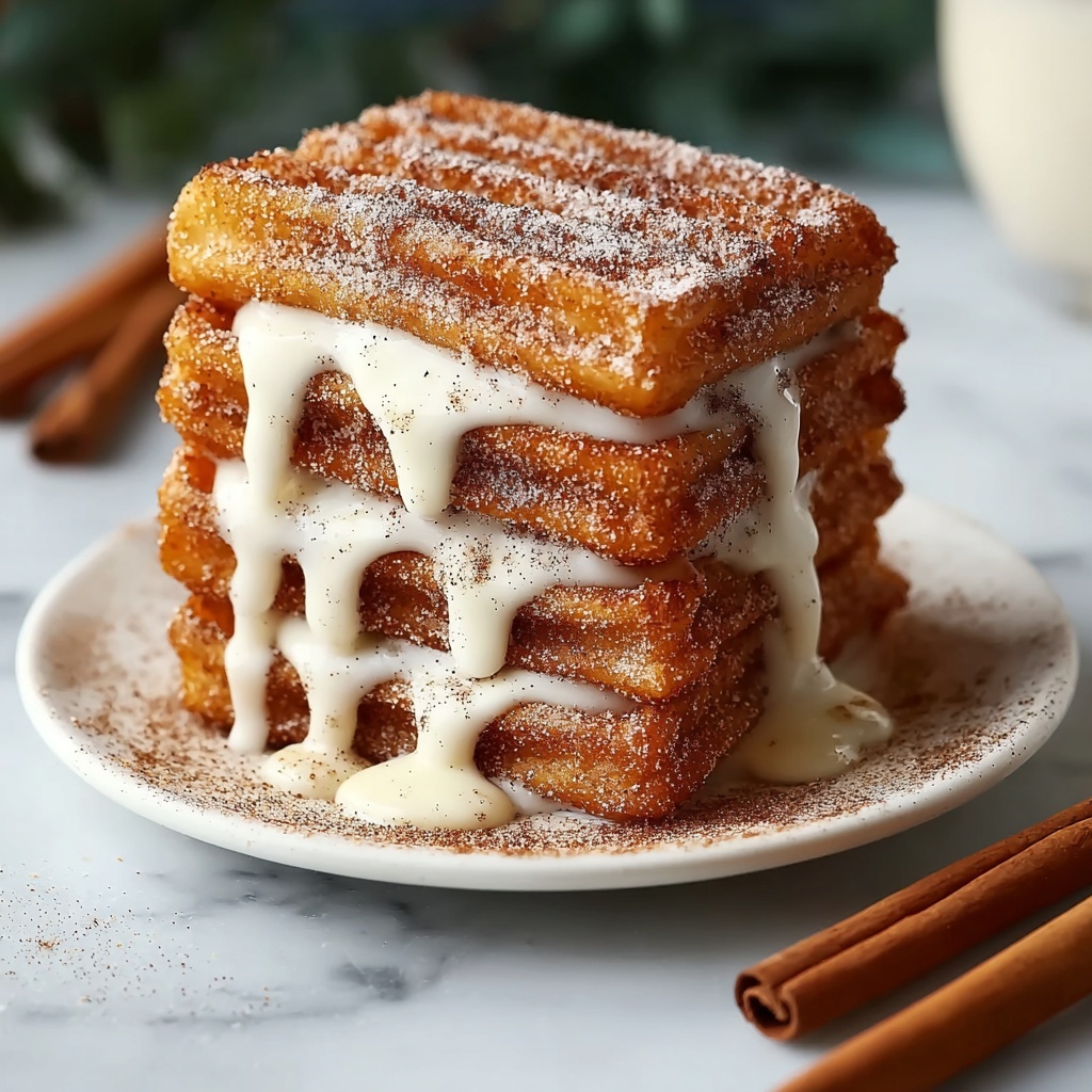 Churro Cinnamon Sugar French Toast with Cream Cheese Icing Recipe - Recipe Image