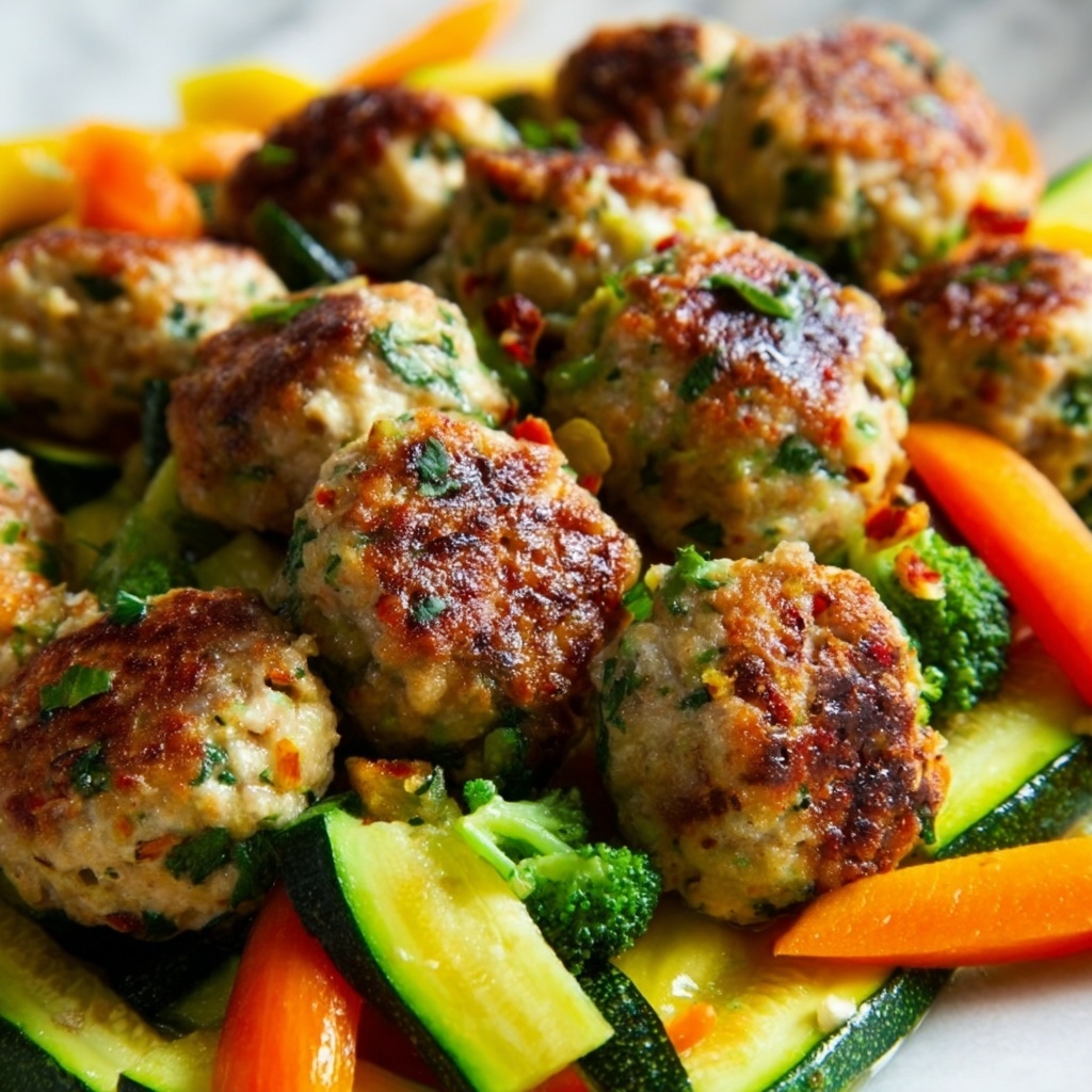 Herb Lemon Turkey Meatballs with Veggies Recipe - Recipe Image