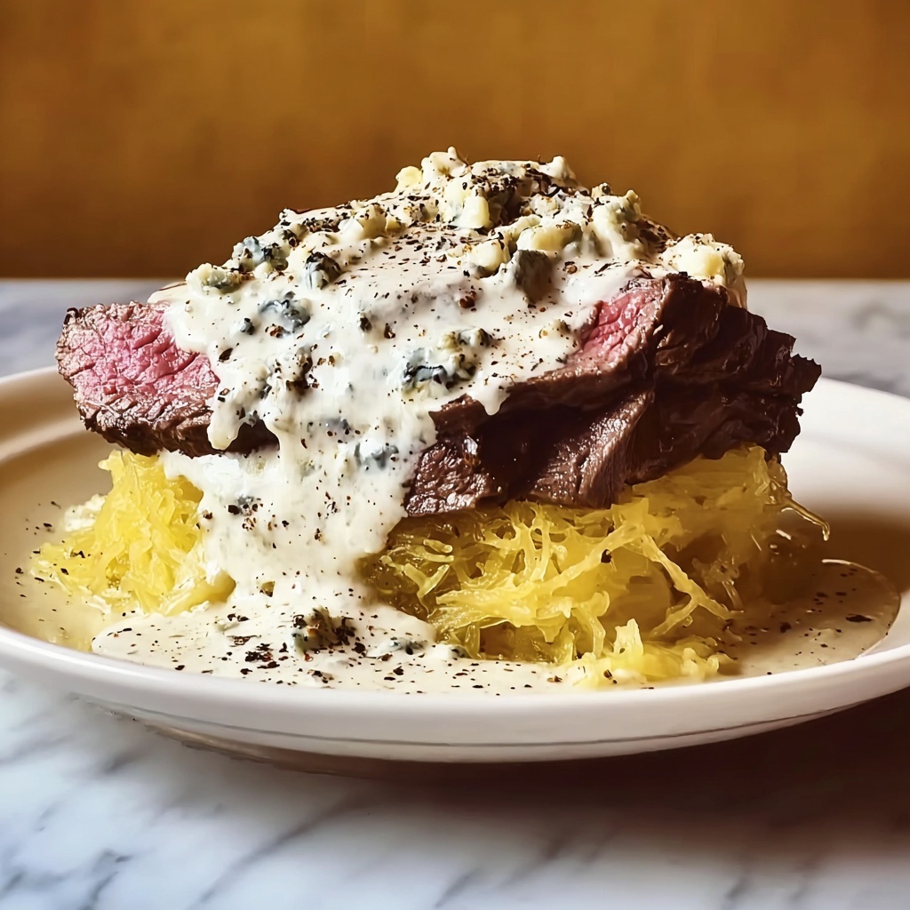 Steak Gorgonzola Alfredo Spaghetti Squash Recipe - Recipe Image
