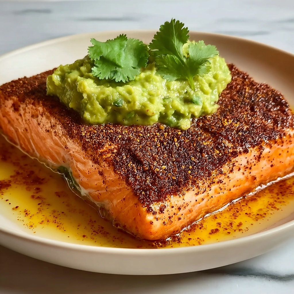 Baked Cajun Salmon with Avocado Sauce Recipe - Recipe Image