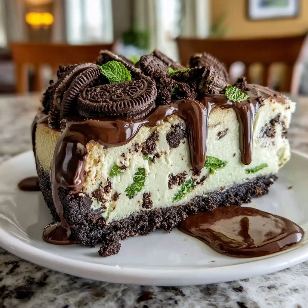 Mint Chocolate Fudge Cheesecake Cake Recipe - Recipe Image