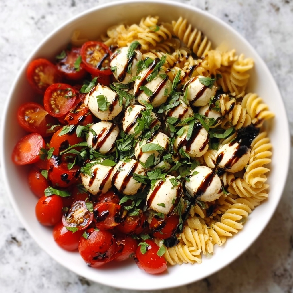Caprese Pasta Salad with Balsamic Glaze Recipe - Recipe Image