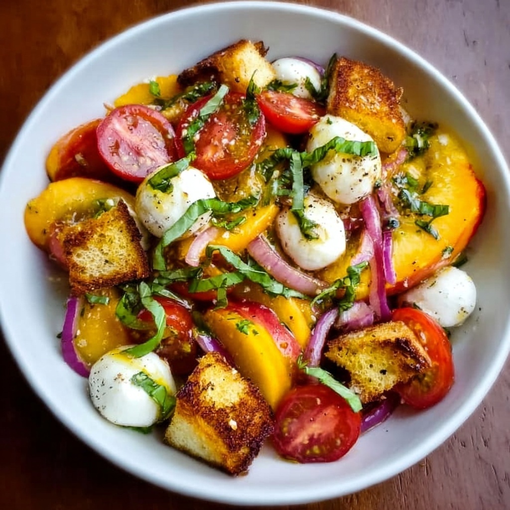Peach Panzanella Salad Recipe - Recipe Image