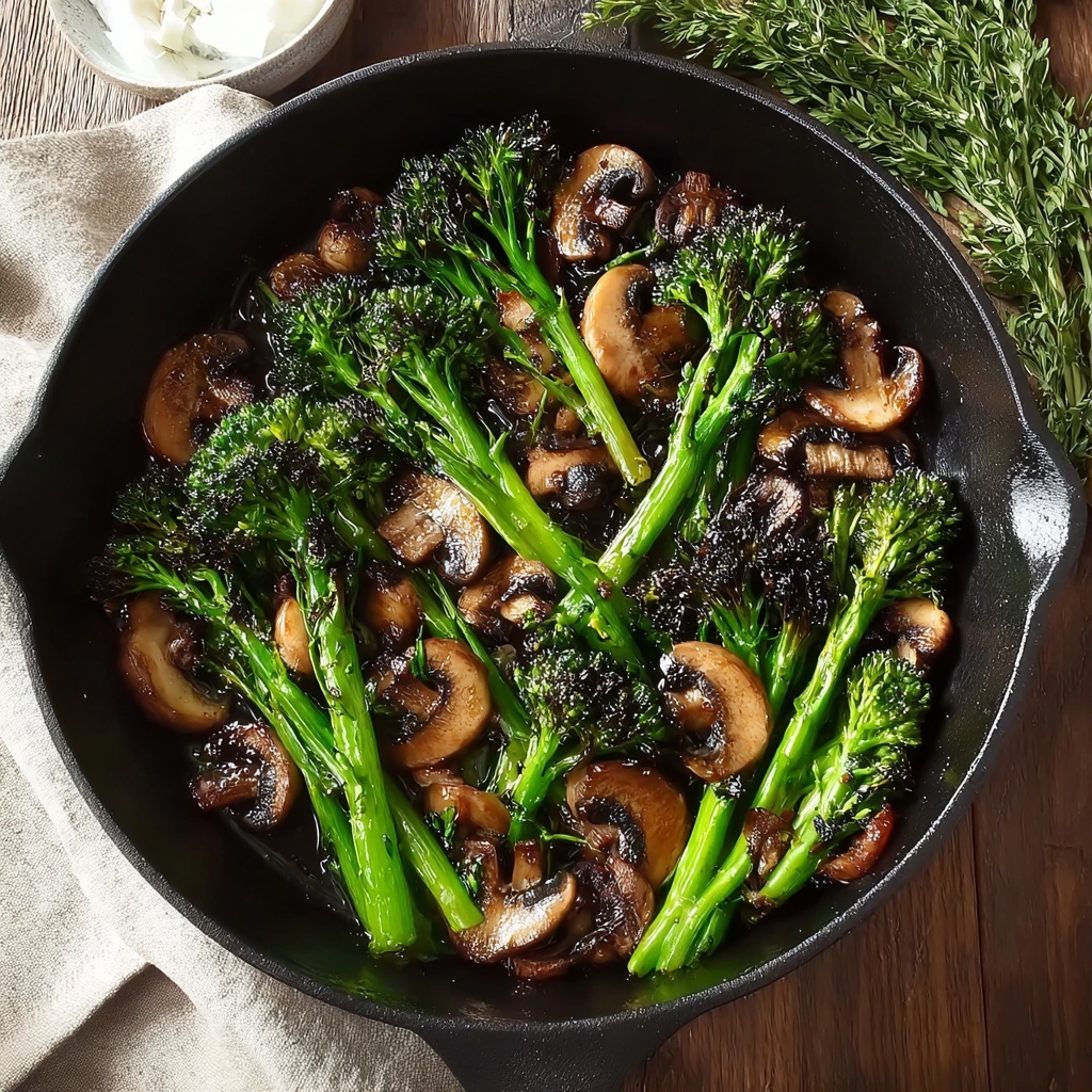Roasted Broccolini with Mushrooms in Balsamic Sauce Recipe - Recipe Image