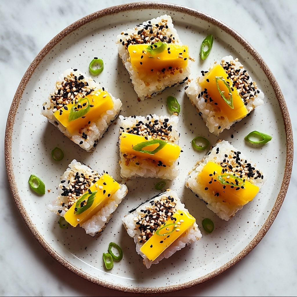 Swicy Mango Crispy Rice Sushi with Spicy Gochujang Mayo Recipe - Recipe Image