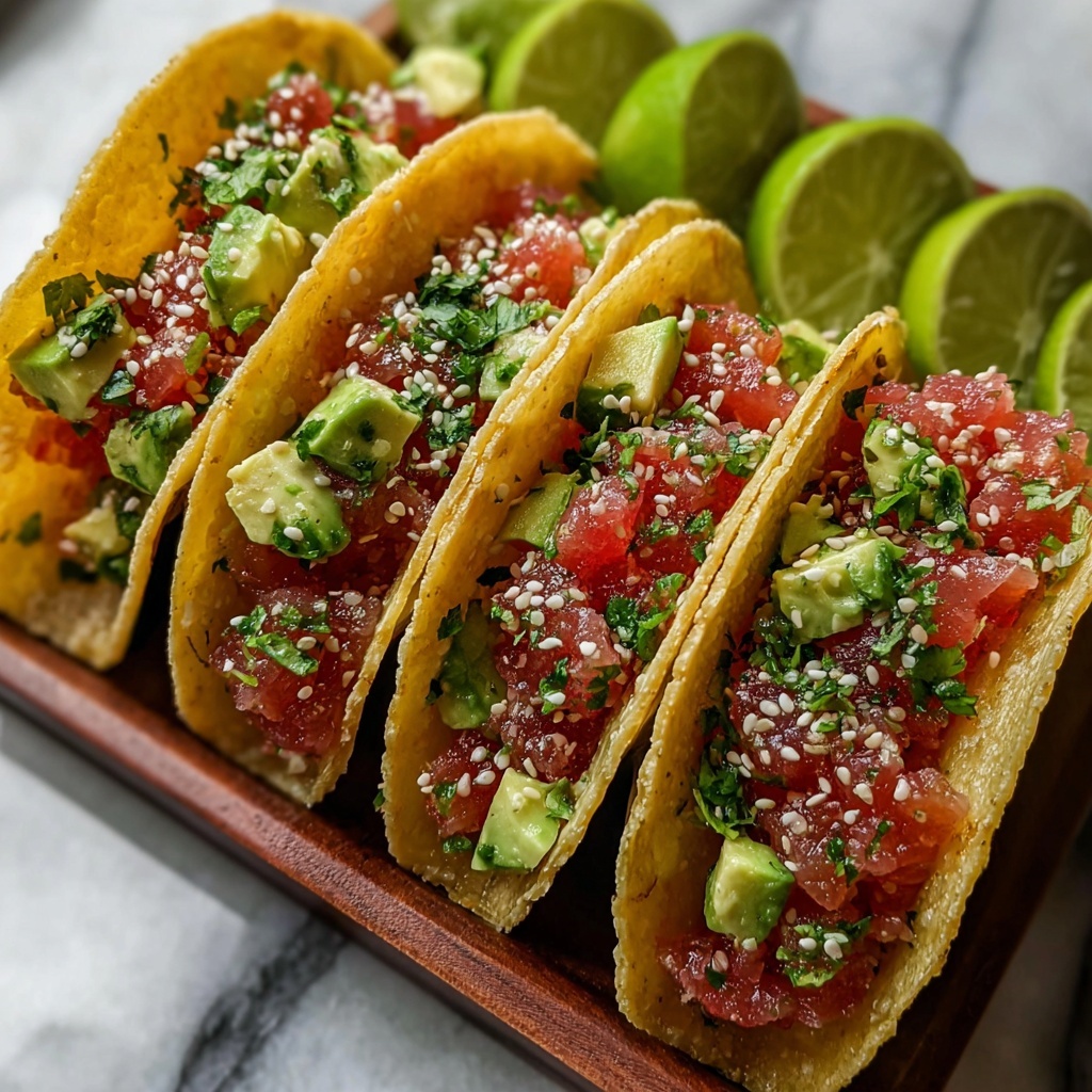 Spicy Tuna Tartare Wonton Tacos Recipe - Recipe Image
