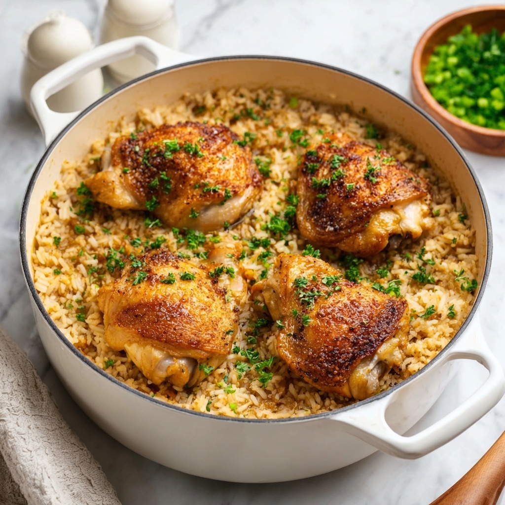 One Pot Chicken Thighs and Rice Recipe - Recipe Image