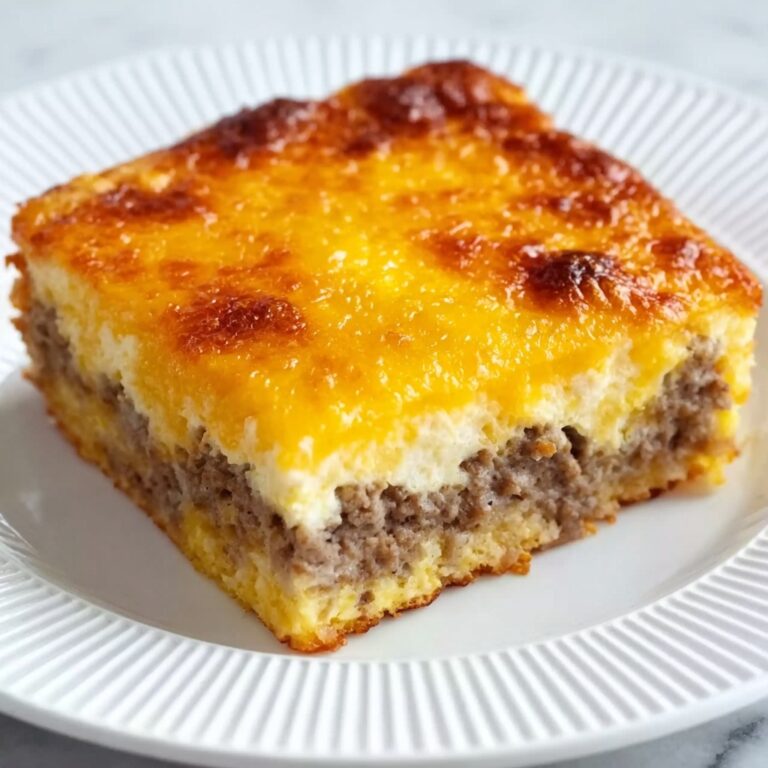 Breakfast Casserole with Crescent Rolls, Sausage, Eggs, and Cheddar Cheese Recipe