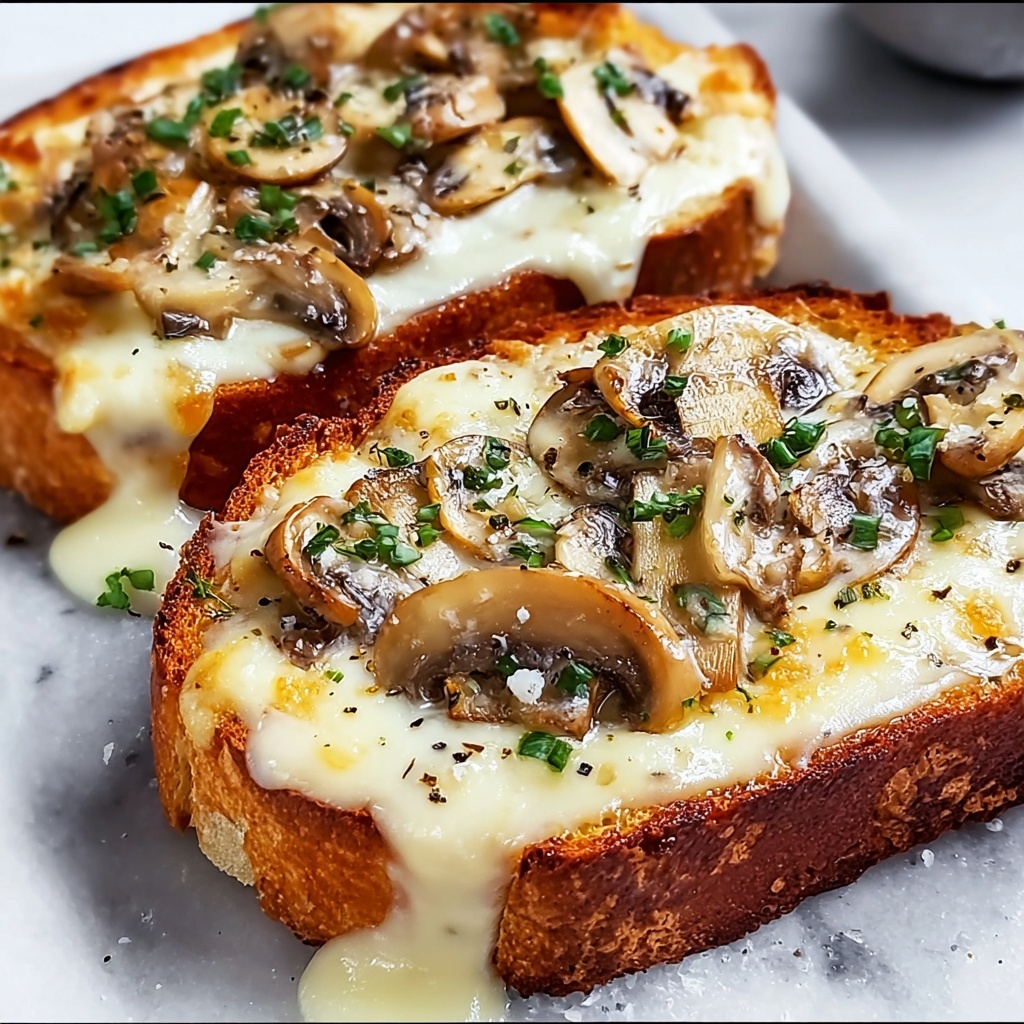 Gourmet Cheesy Mushroom and Garlic Toasts Recipe - Recipe Image