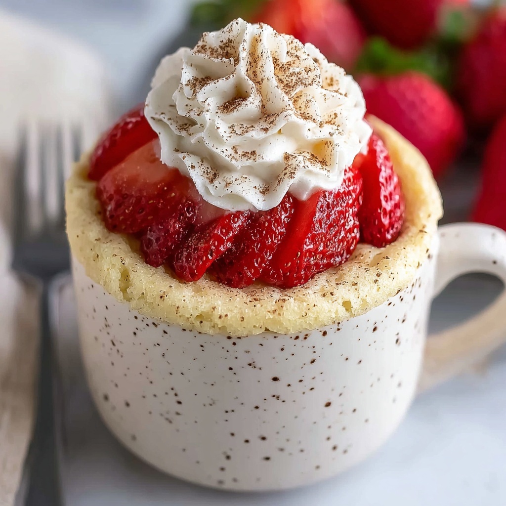 Keto Strawberries and Cream Mug Cake Recipe - Recipe Image