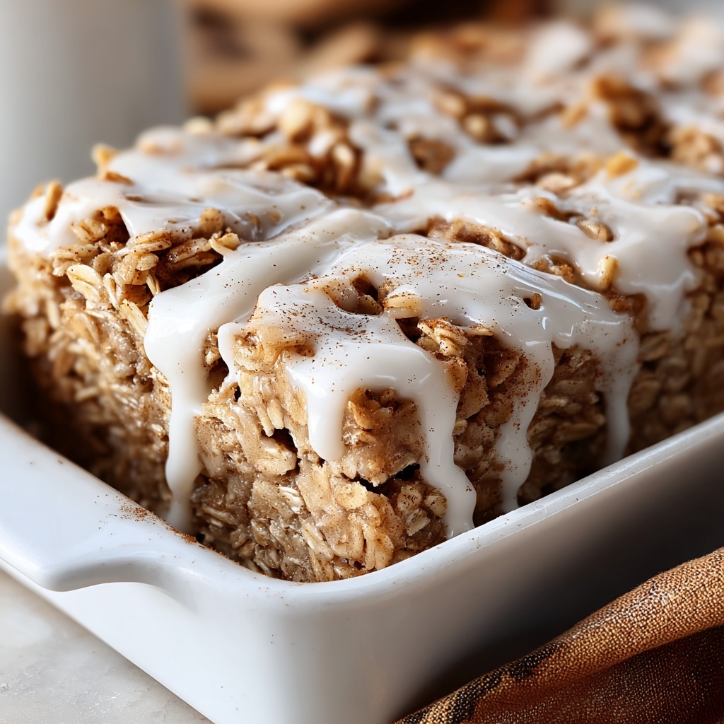 High-Protein Cinnamon Roll Baked Oatmeal Recipe - Recipe Image