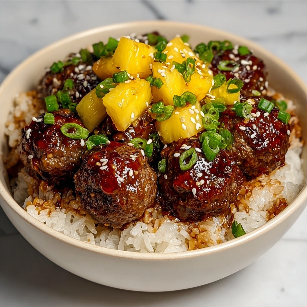 Sweet And Spicy Hawaiian Meatball Bowls Recipe - Recipe Image