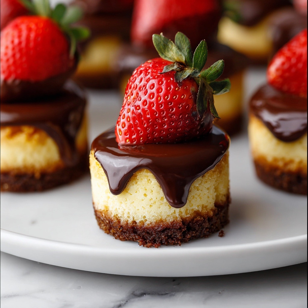 Chocolate-Dipped Strawberry Mini Cheesecakes Recipe - Recipe Image