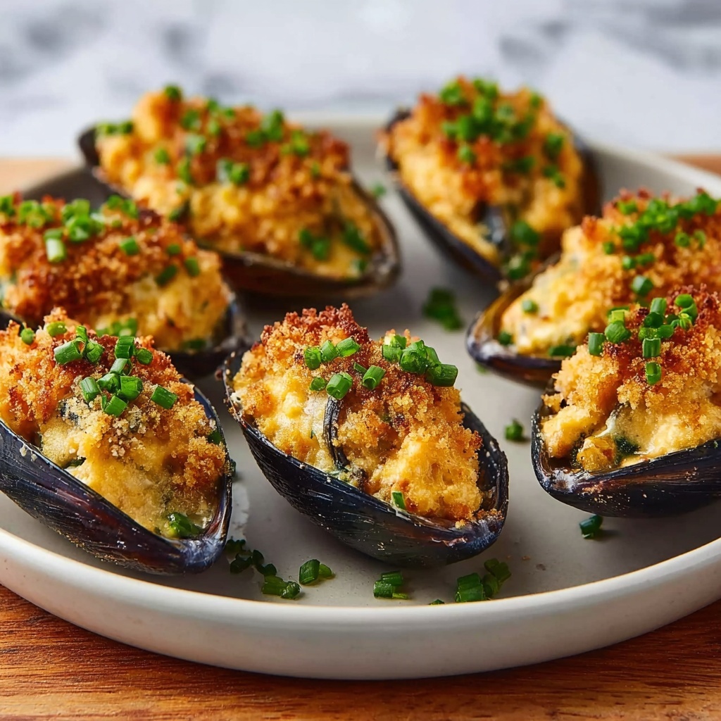 Stuffed Baked Mussels: A Savory Breadcrumb and Pecorino Romano Delight Recipe - Recipe Image