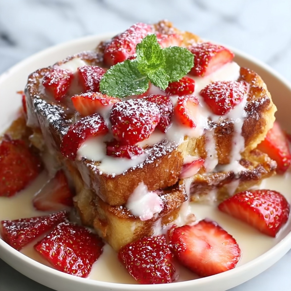 Strawberries & Cream French Toast Casserole Recipe - Recipe Image